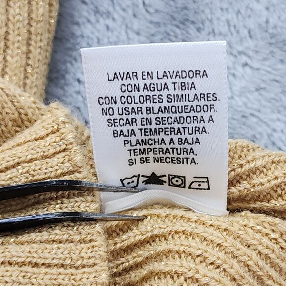 Vintage Classic Elements Sweater Womens S Gold Metallic Mock Neck Sleeveless - Picture 5 of 8